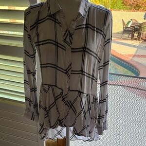 Allen B. By Allen Schwartz Black and White Checkered Button Down Shirt